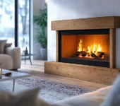 Stylish living room featuring a gas log fireplace insert, blending convenience and design.