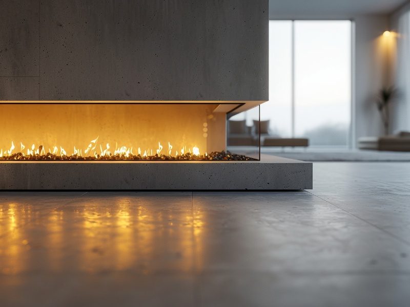 Minimalist living room with a modern fireplace, discussing the value of keeping a fireplace.