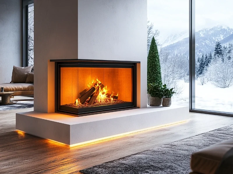 A modern fireplace burner system transforming a home.