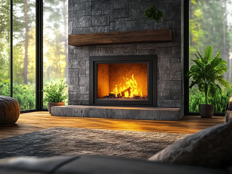 Outset vs. inset fireplace, an inset fireplace seamlessly integrated into the wall.