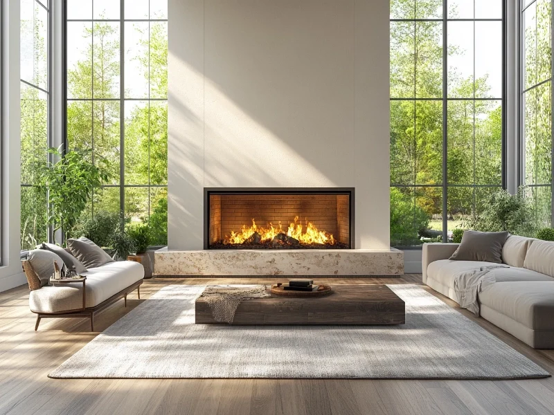 Traditional fireplace with a fireproof wall for optimal fireplace and home safety.