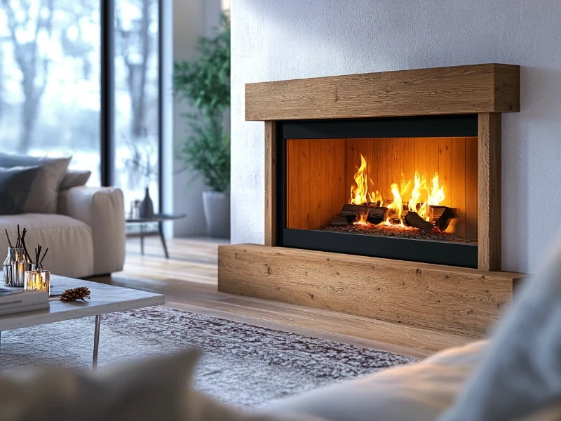 Stylish living room featuring a gas log fireplace insert, blending convenience and design.