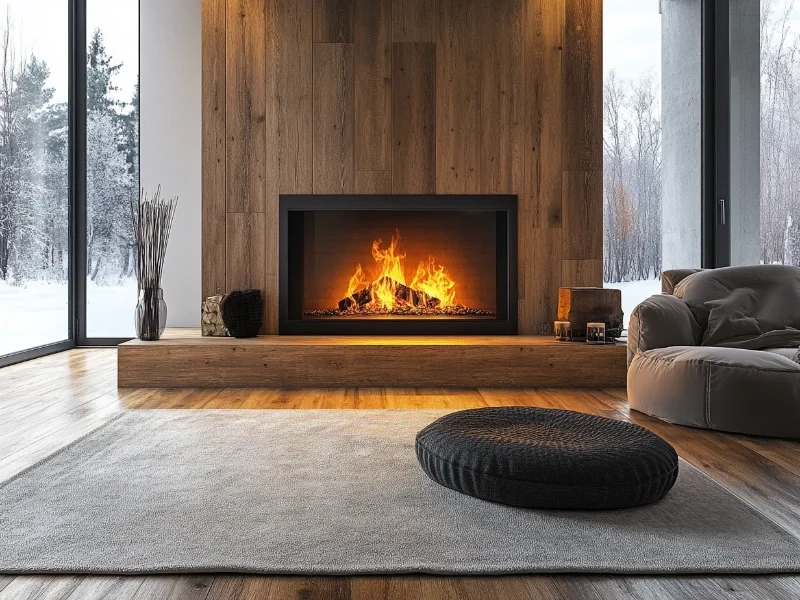 Traditional fireplace with a modern twist in a cozy contemporary living room.