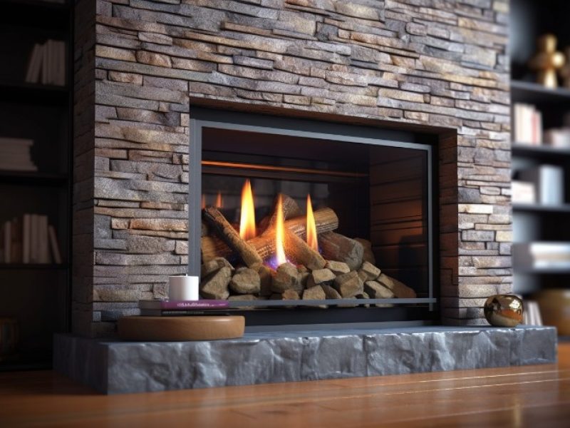 Cozy living room with a gas fireplace showcasing even heat distribution.