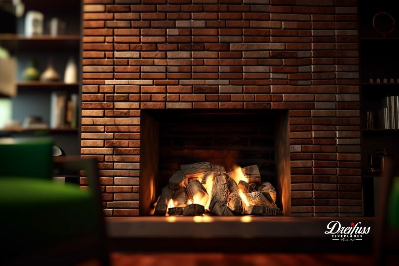 Compact brick fireplace ideal for smaller spaces